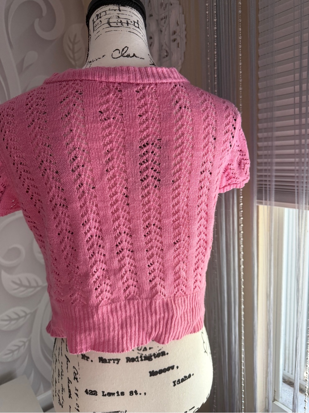 JohnPaulRichard Rose Pink Short-Sleeve Openwork V-Neck Cardigan - Picture 5 of 14